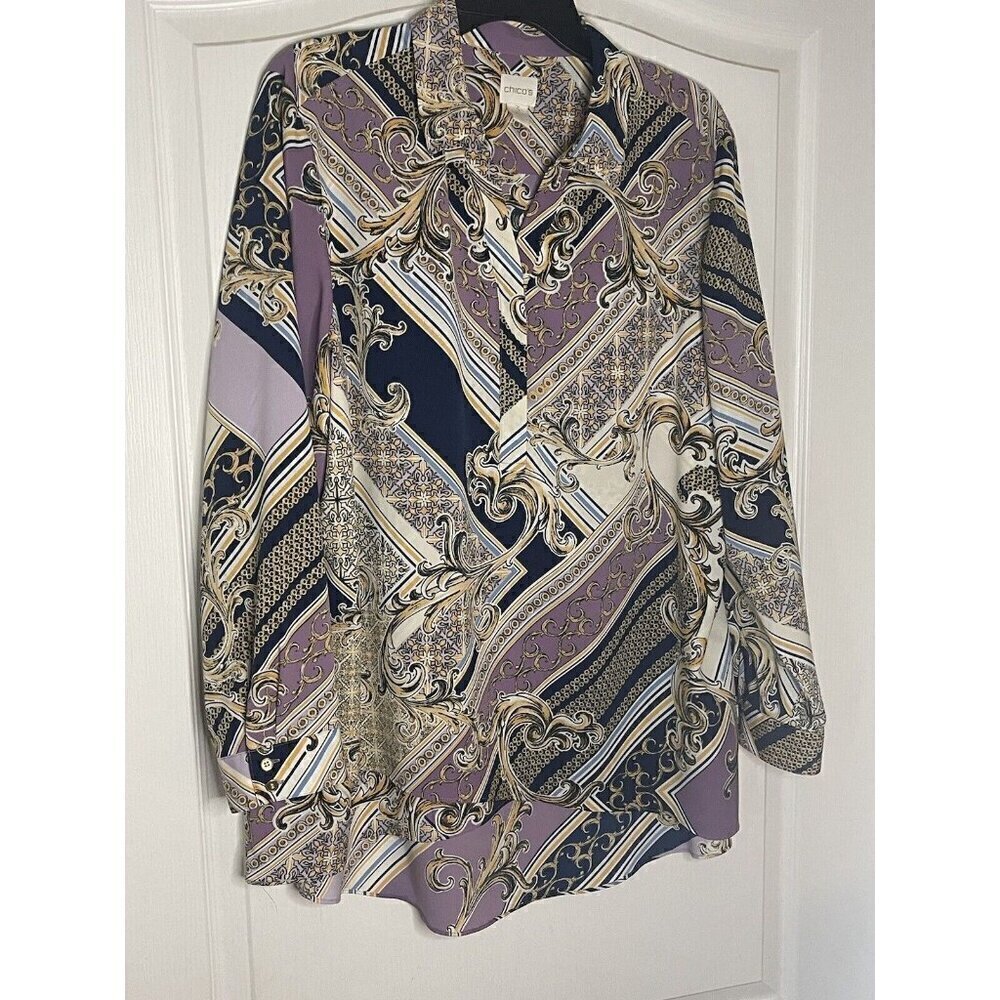 Chico’s Women’s Printed Crisscross Hem Tunic Size 3 L/XL